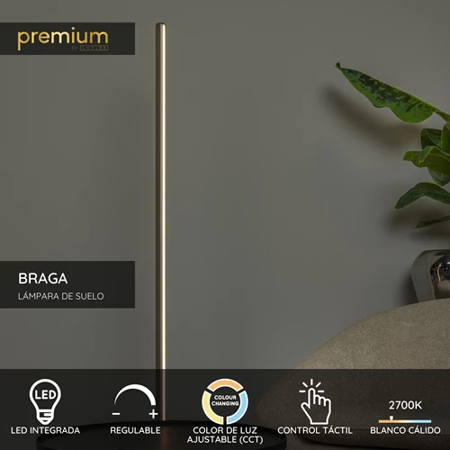 Lucide BRAGA - Lámpara de suelo - Ø 30 cm - LED Regul. - CCT - 1x22W 2700K/4000K - Café | Premium - USP